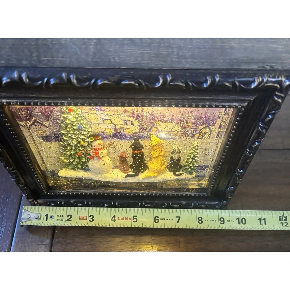 RAZ Imports Lighted Snow Globe Water Lantern Christmas Dogs Santa Scene    READ